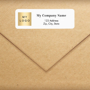 White black business logo return address label