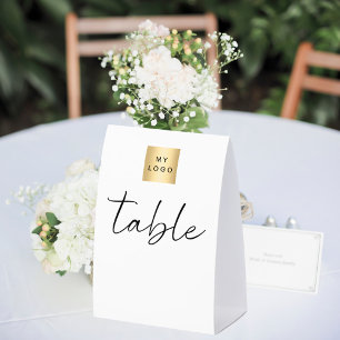 White black business logo table numbers DIY Paper Table Tent