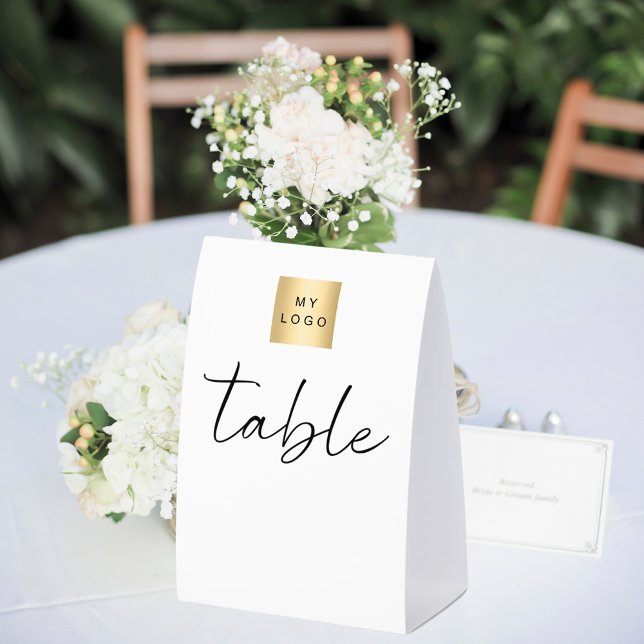 White black business logo table numbers DIY Paper Table Tent (Creator Uploaded)