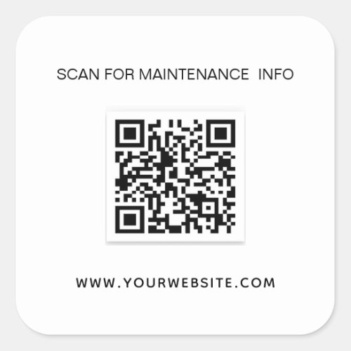 White black business qr code maintenance info square sticker