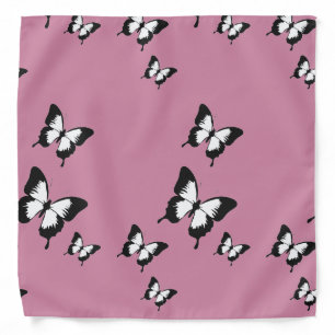 White black butterflies pink bandana