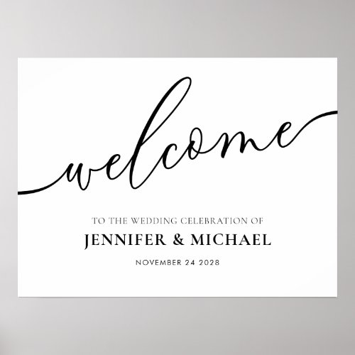 White Black Calligraphy Basic Modern Wedding Poster