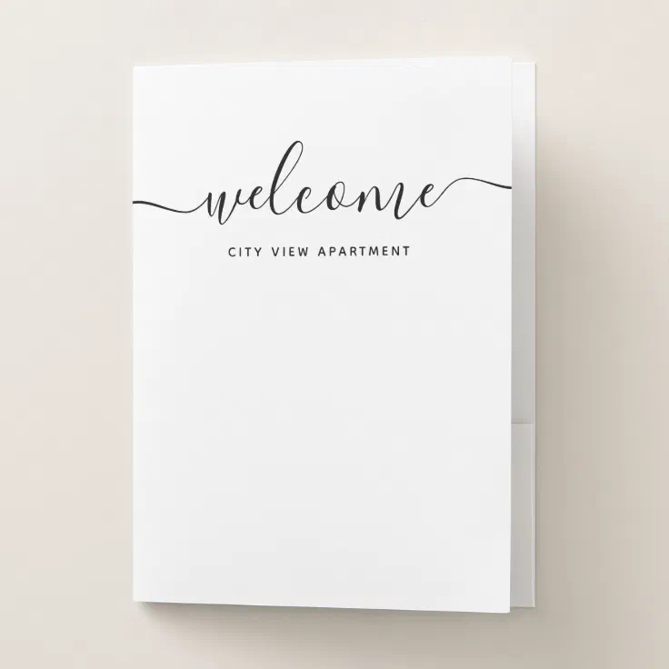 White & Black Calligraphy Rental Property Pocket Folder Zazzle