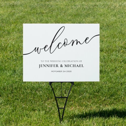 White Black Calligraphy Simple Modern Wedding Sign