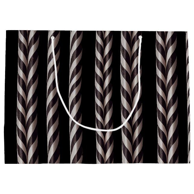 White & Black Candy Cane Gothmas Gift Bag (Back)