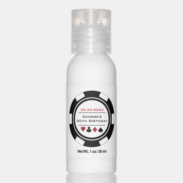 White Black Casino Poker Chip Las Vegas Birthday Hand Lotion (Front)