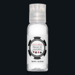 White Black Casino Poker Chip Las Vegas Wedding Hand Sanitizer<br><div class="desc">These white and black poker chip style hand sanitizer bottles would make a perfect wedding favor. Personalize the design with a names in black in the center,  and wedding date in red on top.</div>