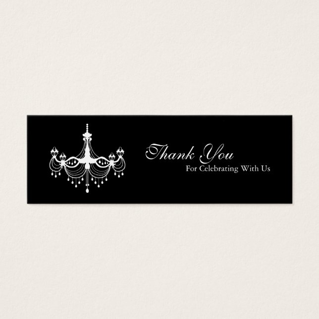 White & Black Chandelier Favour Tag (Front)