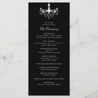 White & Black Chandelier Wedding Program