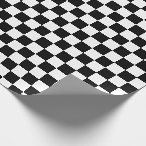 White  Black Checker Checkerboard Checkers Wrapping Paper