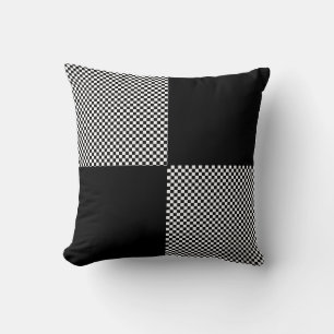 White & black checkered throw pillow