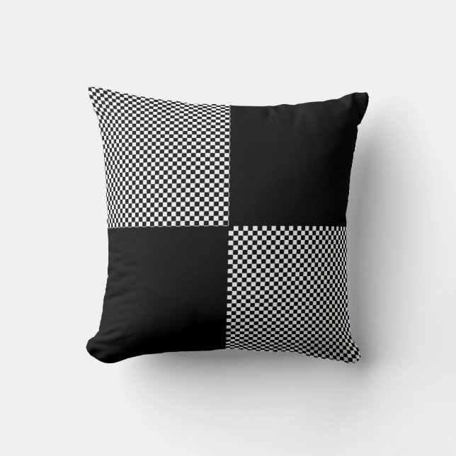 White & black checkered throw pillow (Front)