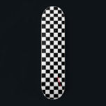 White & Black Checkers & Name or Text Skateboard<br><div class="desc">Stand out with this diamond white and black checkers print skateboard.  Complete with your name or text in your choice of red,  blue,  pink,  yellow,  and purple colors.  These checkers are not made to even square sizes.</div>
