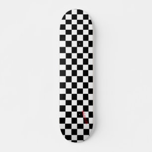 White & Black Checkers & Name or Text Skateboard