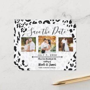 White & Black Cheetah Leopard Save the Date