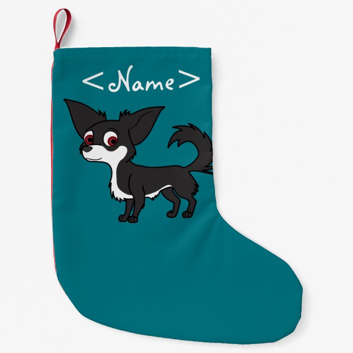 White Black Chihuahua With Long Hair Small Christmas Stocking Zazzle Com