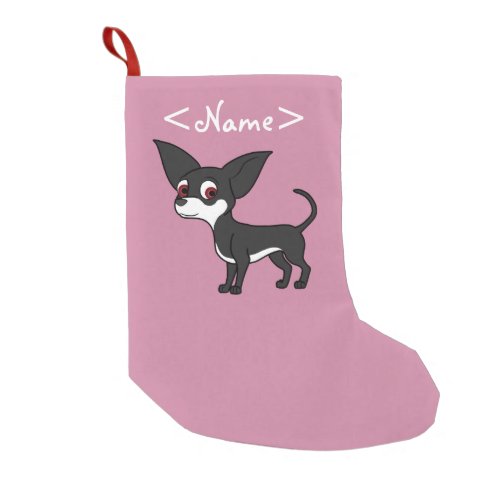 White  Black Chihuahua with Short Hair Small Christmas Stocking