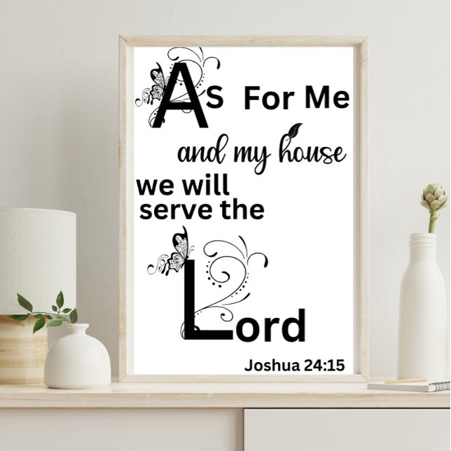 White Black Christian Art Based On Joshua 24:14 Poster (Creator Uploaded)
