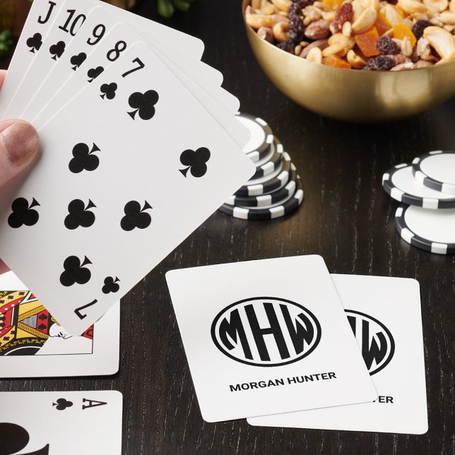 White Black Circle Monogram Font DIY BG Poker Cards (Creator Uploaded)