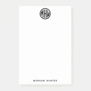 White Black Circle Monogram Font DIY BG Post-it Notes