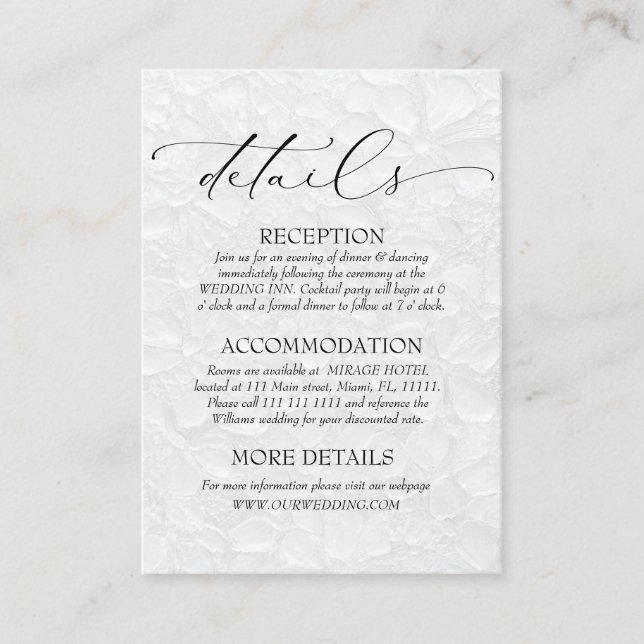 White & Black Classic Details  Enclosure Card (Front)