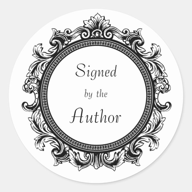 White & Black Classic Round Sticker (Front)