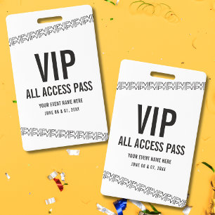White Black Concert Ticket VIP All Access Pass Badge