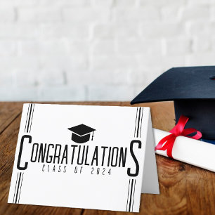 White & Black Congratulations Class Of Graduation Letterpress Thank You Card