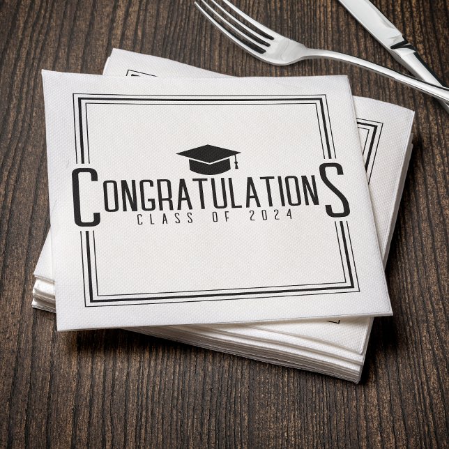 White & Black Congratulations Class Of Graduation Napkins (White & Black Congratulations Class Of Graduation Napkins
)