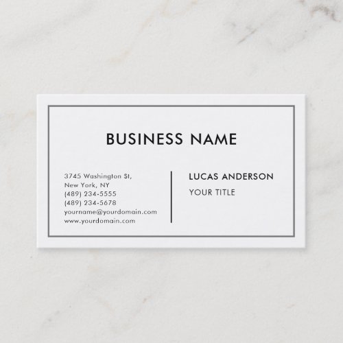 White Black Contemporary Consultant  Business Card