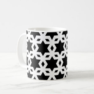 White Black Corners Star Geometric Pattern Coffee Mug