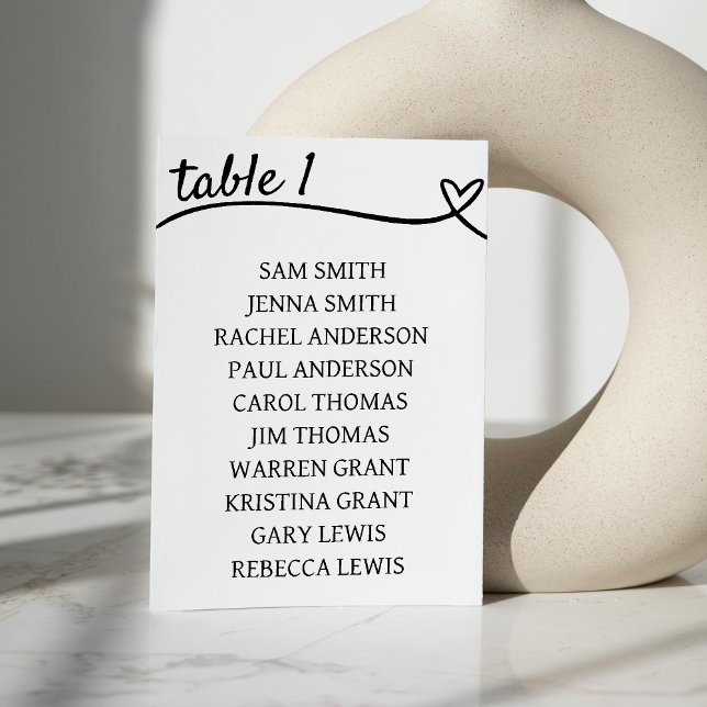 White & Black Couple Heart Wedding Table Number (White & Black Couple Heart Wedding Table Number)