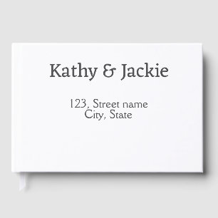 White black couple name address city state simple  guest book