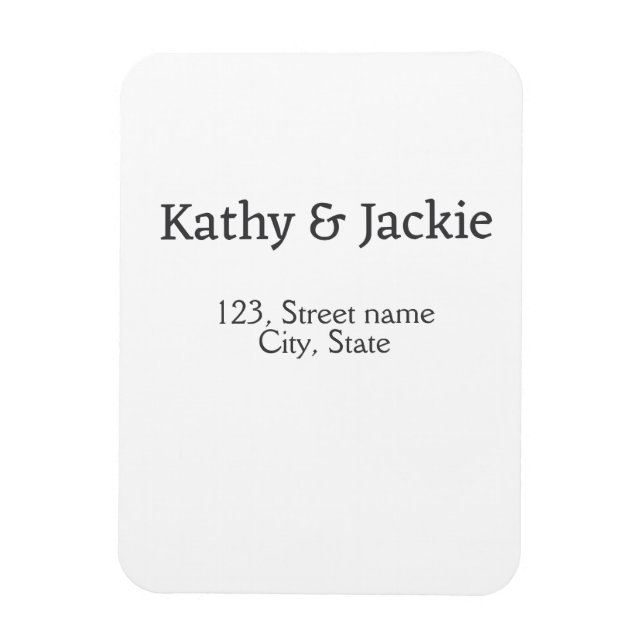 White black couple name address city state simple  magnet (Vertical)