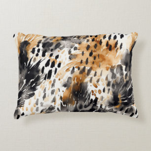 White Black Cream Leopard Animal Accent Pillow