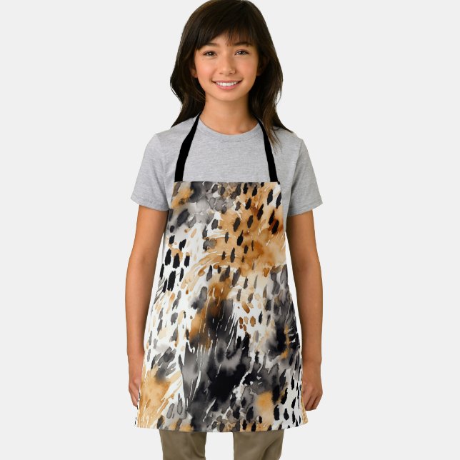 White Black Cream Leopard Animal   Apron (Insitu)