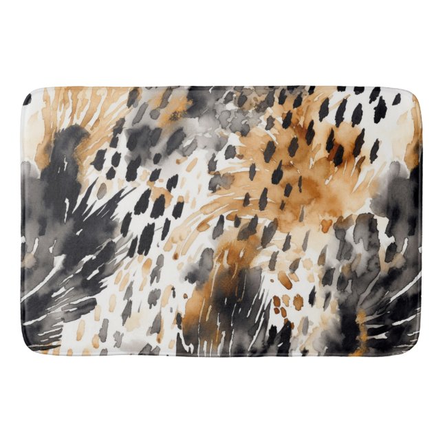 White Black Cream Leopard Animal  Bath Mat (Front)