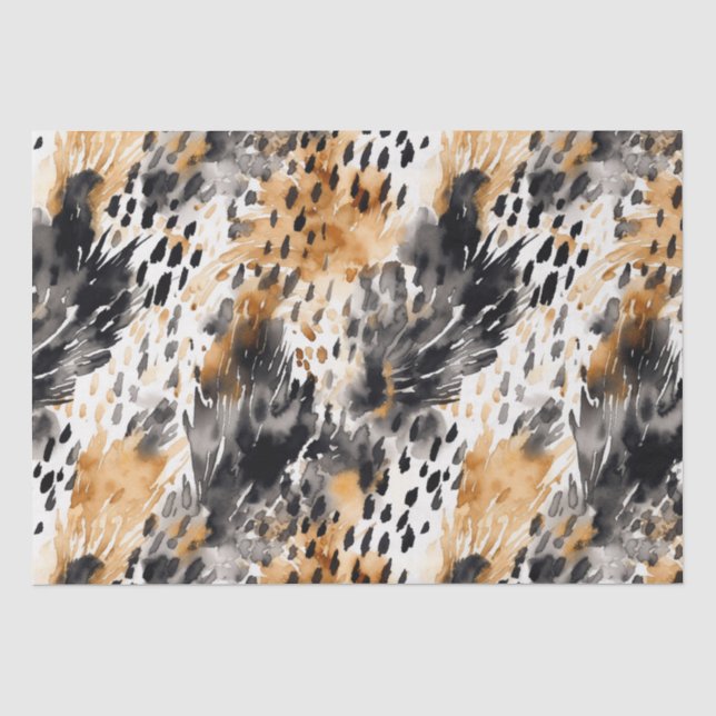 White Black Cream Leopard Animal Floral Birthday Tissue Paper (Front)