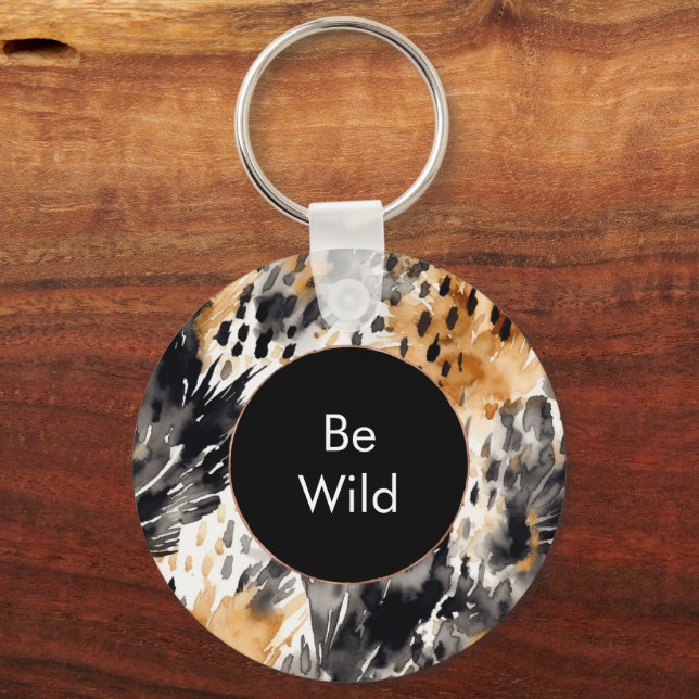White Black Cream Leopard Animal   Keychain (Front)