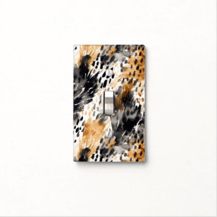 White Black Cream Leopard Animal Light Switch Cover