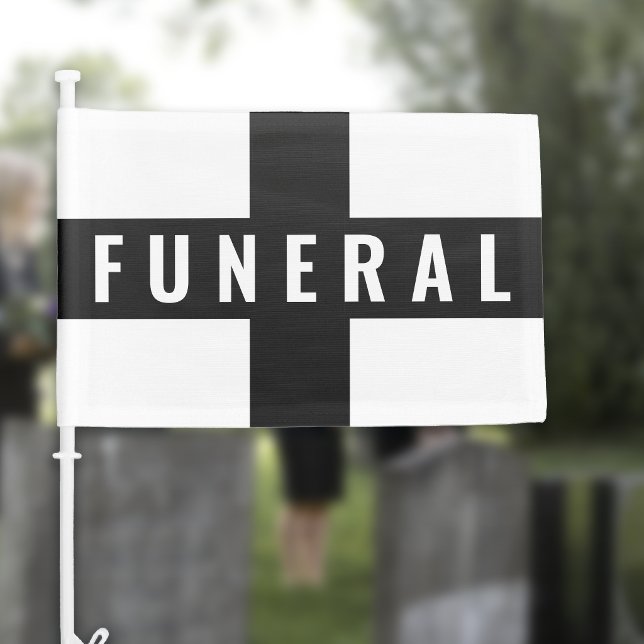 White Black Cross Funeral Procession Car Flag (Creator Uploaded)