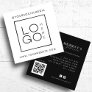 White Black Custom Logo Photo QR Code Social Media Square Business Card