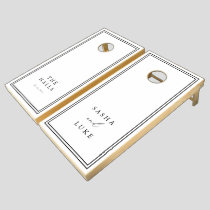 White & Black Custom Minimalist Personalized Cornhole Set
