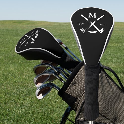 White  Black Custom Monogram Golf Club Head Cover