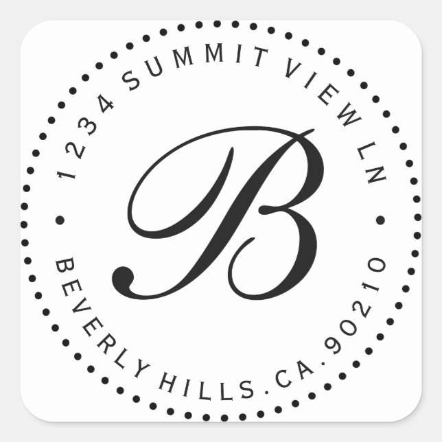 White & Black Custom Round Return Address Label (Front)