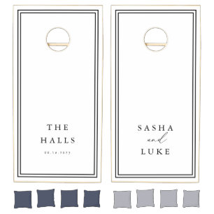 White & Black Custom Wedding Couple Cornhole Set