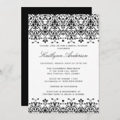 White & Black Damask Bridal Shower Invitation (Front/Back)