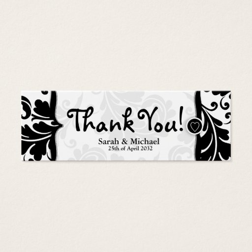 Customizable White & black damask Wedding favor Gift tag Business Card