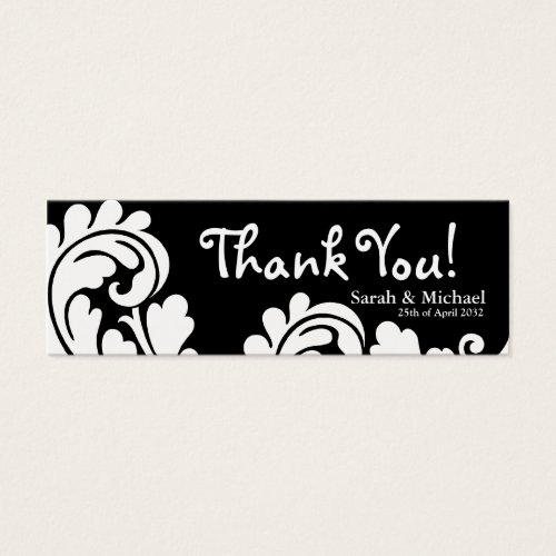 White &amp; black damask Wedding favor Gift tag 2 Business Cards