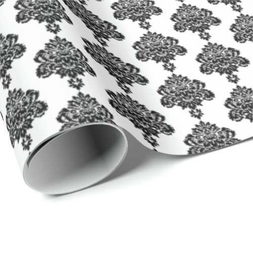 White  Black Damask Wrapping Paper